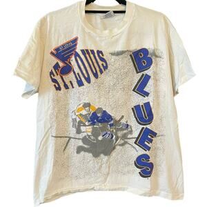 Vintage 90s St. Louis Blues Hockey Double Sided Single Stitch Shirt Adult Large
